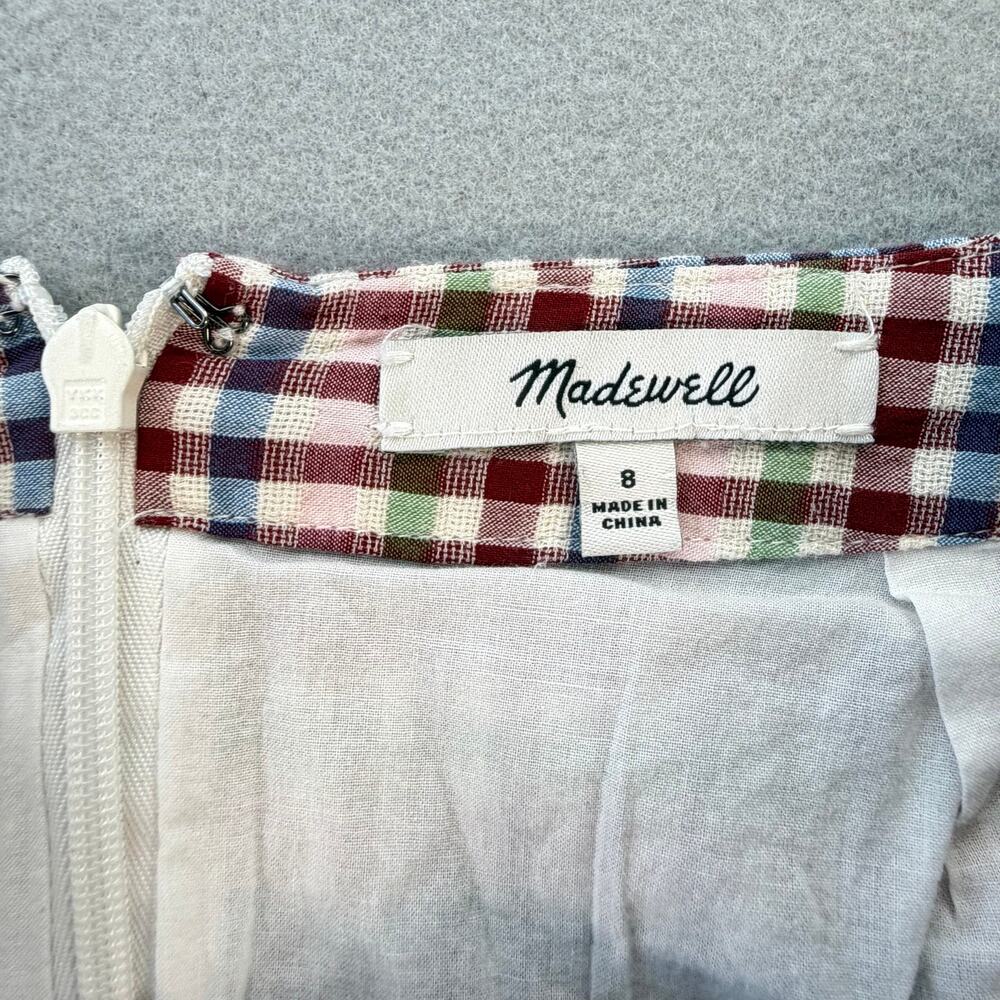 Madewell Red White Gingham Sarong Midi Wrap Boho Travel Vacation Chic Skirt - Picture 9 of 10